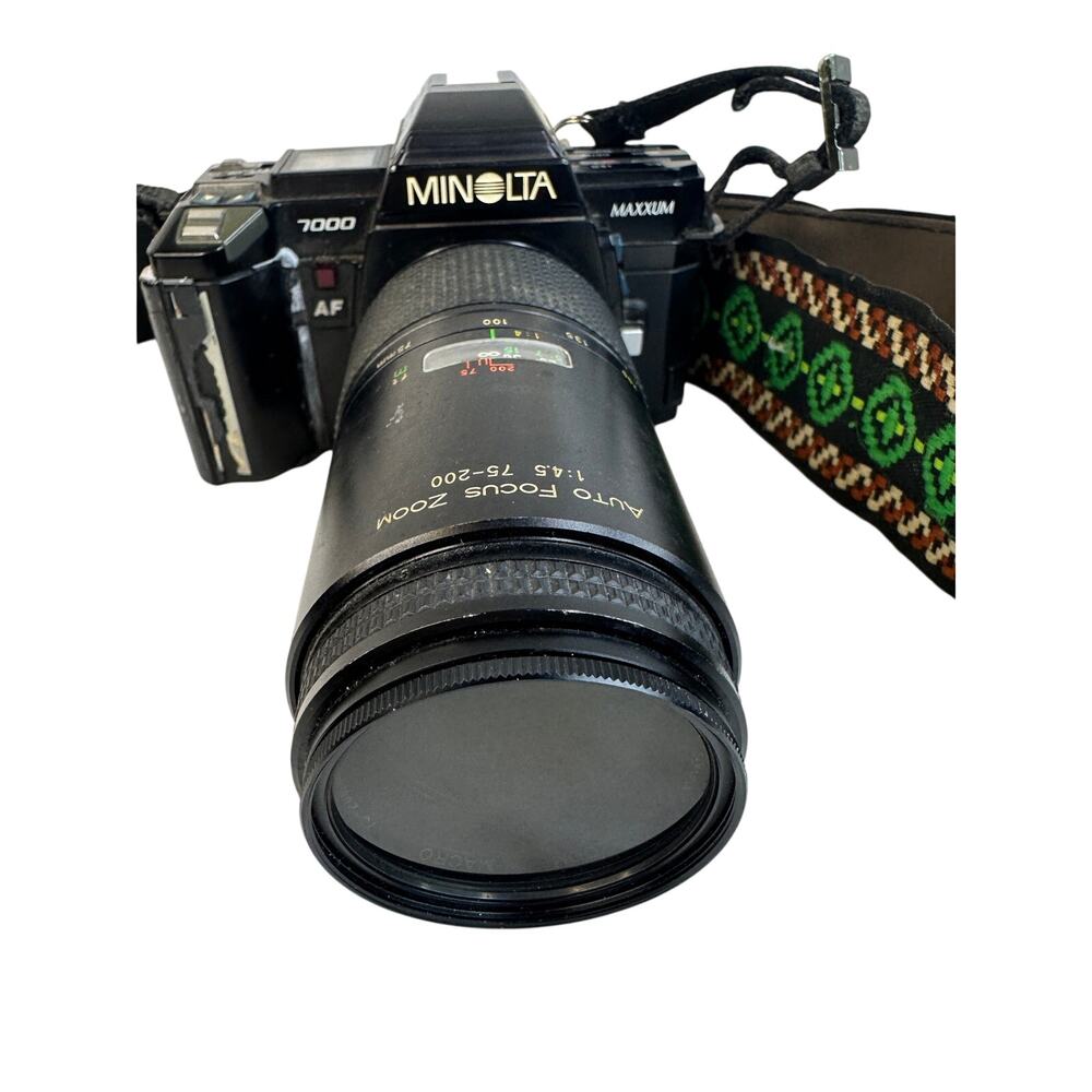 Minolta Maxxum 7000 SLR Camera AF 75-200mm f4.5 Lens Vintage Untested 80s Retro